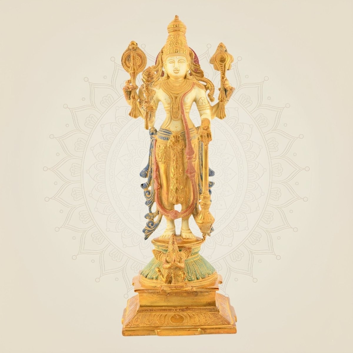 Standing Vishnu Idol – 14.5" Brass Statue - Luxeartisanship