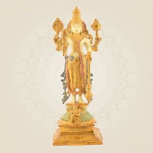 Standing Vishnu Idol – 14.5" Brass Statue - Luxeartisanship