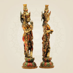 Brass Radha Krishna Idol Pair - Luxeartisanship