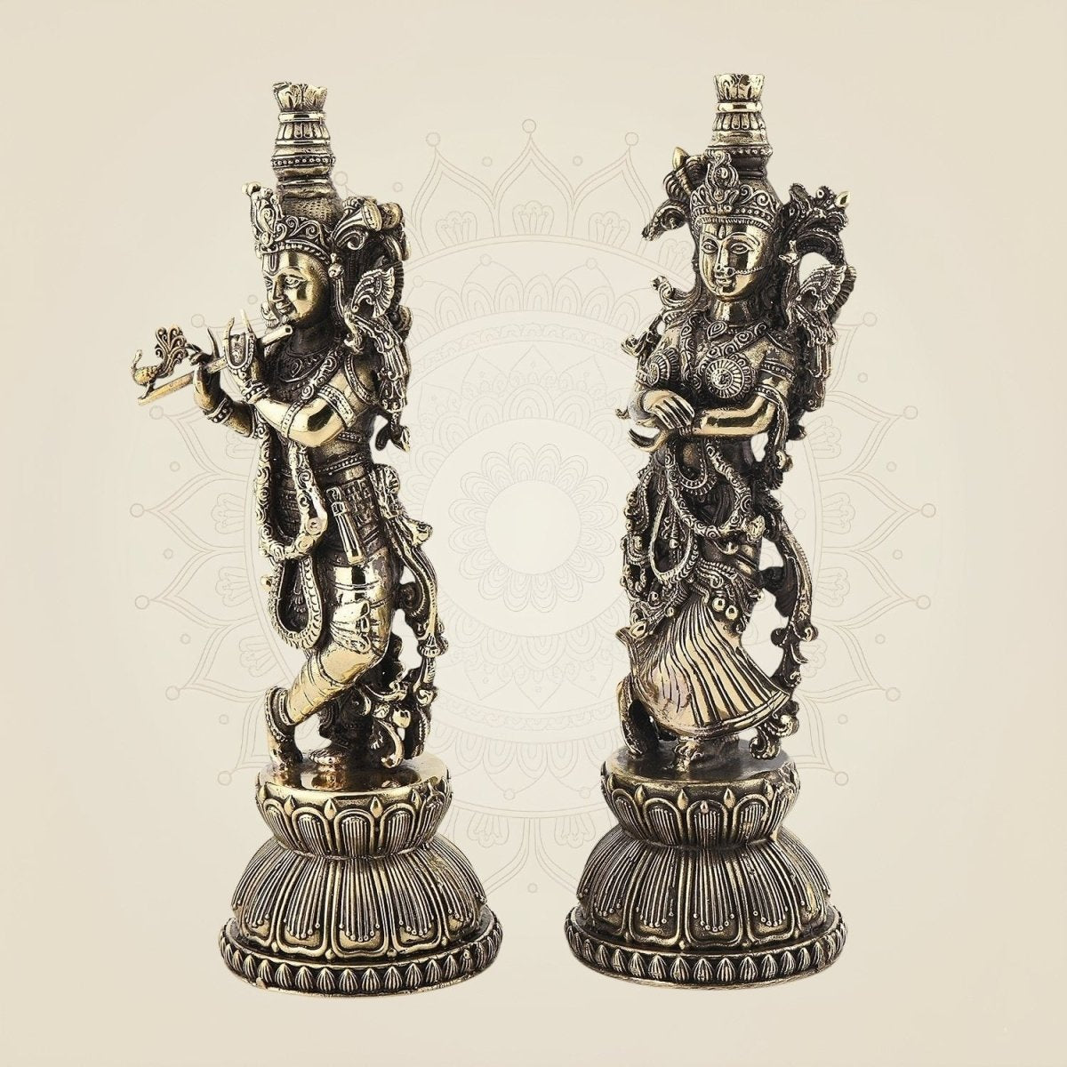 Brass Radha Krishna Idol Pair - Luxeartisanship
