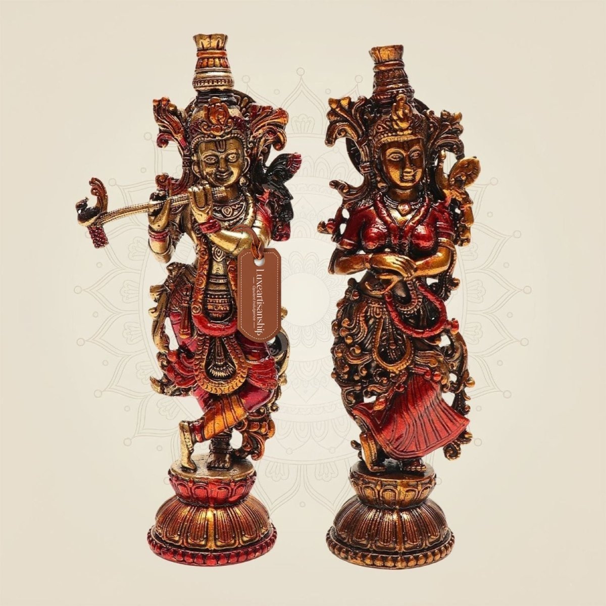 Brass Radha Krishna Idol Pair - Luxeartisanship