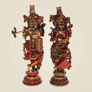 Brass Radha Krishna Idol Pair - Luxeartisanship