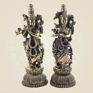 Superfine Radha Krishna Brass Idol Pair - Luxeartisanship