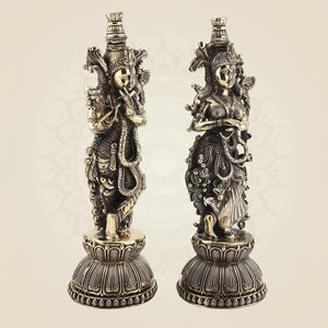 Radha Krishna Brass Idol Pair - Luxeartisanship