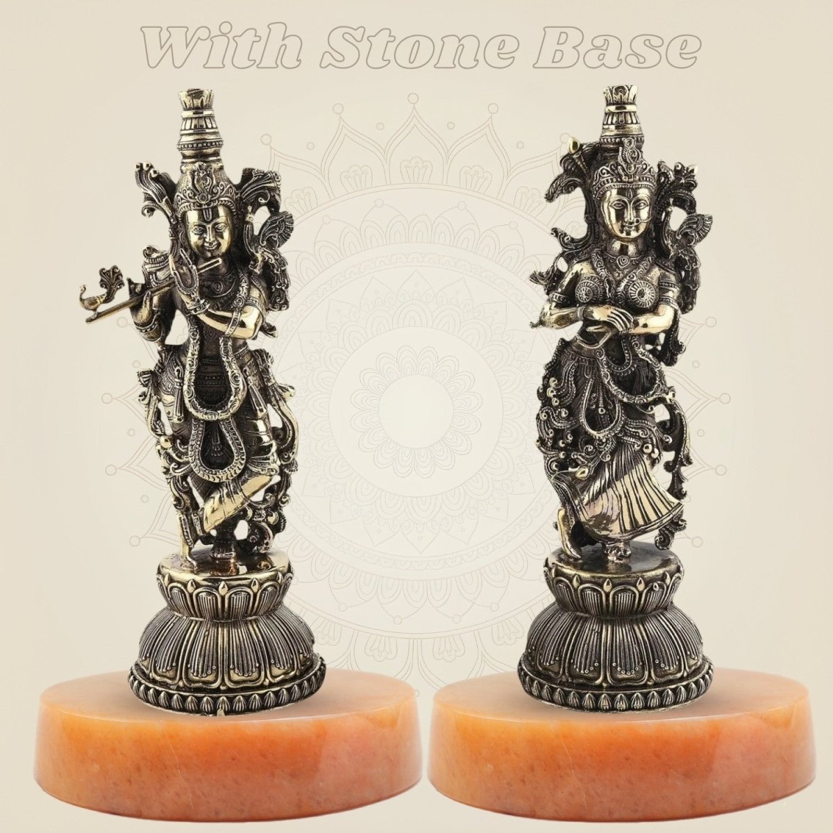 Superfine Radha Krishna Brass Idol Pair – Premium Handcrafted Statue 8.75" - Luxeartisanship