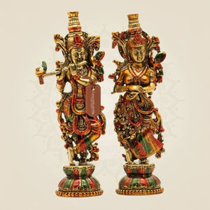 Brass Radha Krishna Idol Pair - Luxeartisanship