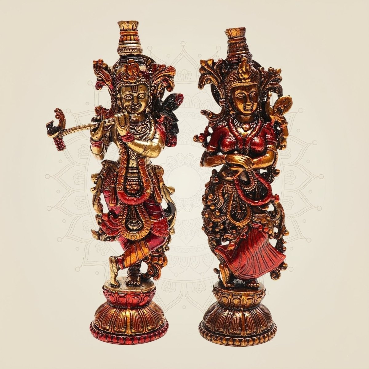 Brass Radha Krishna Idol Pair - Luxeartisanship