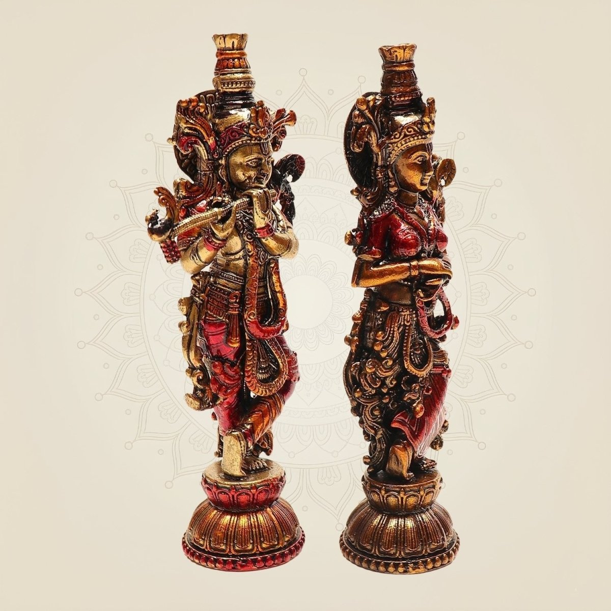 Brass Radha Krishna Idol Pair - Luxeartisanship