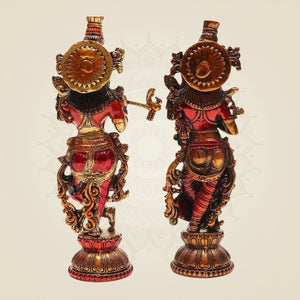 Brass Radha Krishna Idol Pair - Luxeartisanship