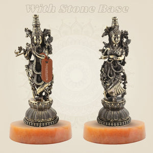 Superfine Radha Krishna Brass Idol Pair – Premium Handcrafted Statue 8.75" - Luxeartisanship