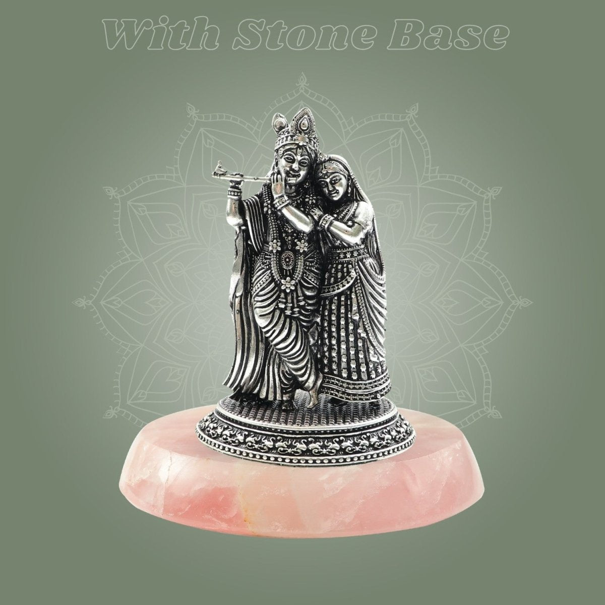 Superfine Radha Krishna Silver - Plated Brass Statue 4.25"– Detailed Finish - Luxeartisanship