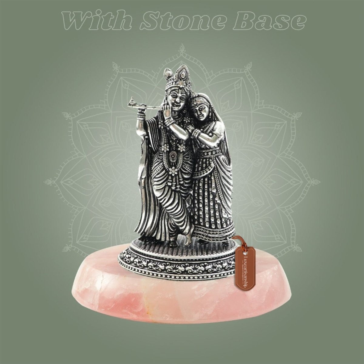 Superfine Radha Krishna Silver - Plated Brass Statue 4.25"– Detailed Finish - Luxeartisanship