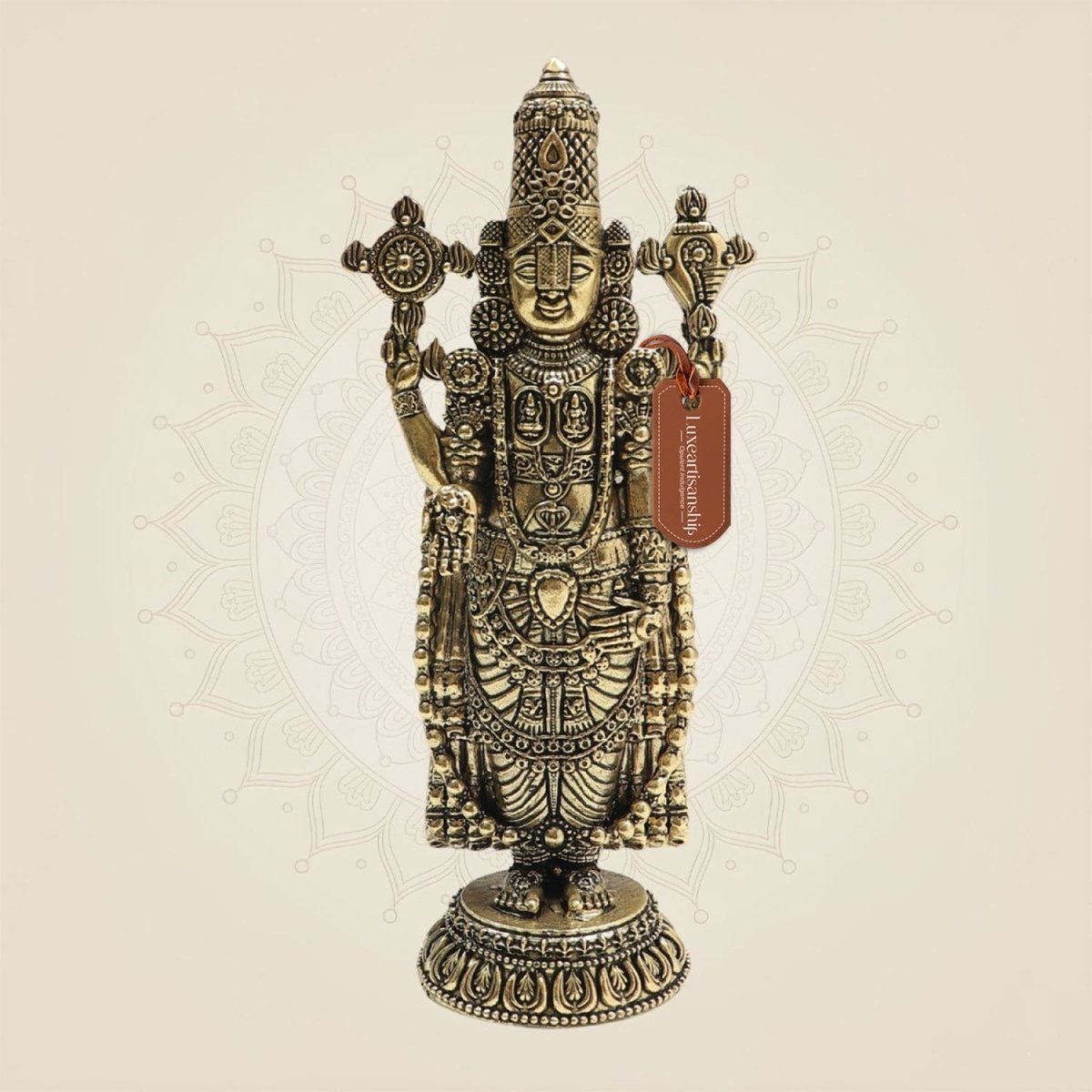 Tirupati Balaji Brass Murti 6.5"– Sacred Presence of Lord Venkateswara - Luxeartisanship