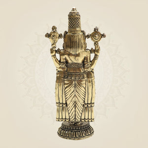 Tirupati Balaji Brass Murti 6.5"– Sacred Presence of Lord Venkateswara - Luxeartisanship