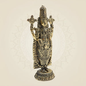 Tirupati Balaji Brass Murti 6.5"– Sacred Presence of Lord Venkateswara - Luxeartisanship