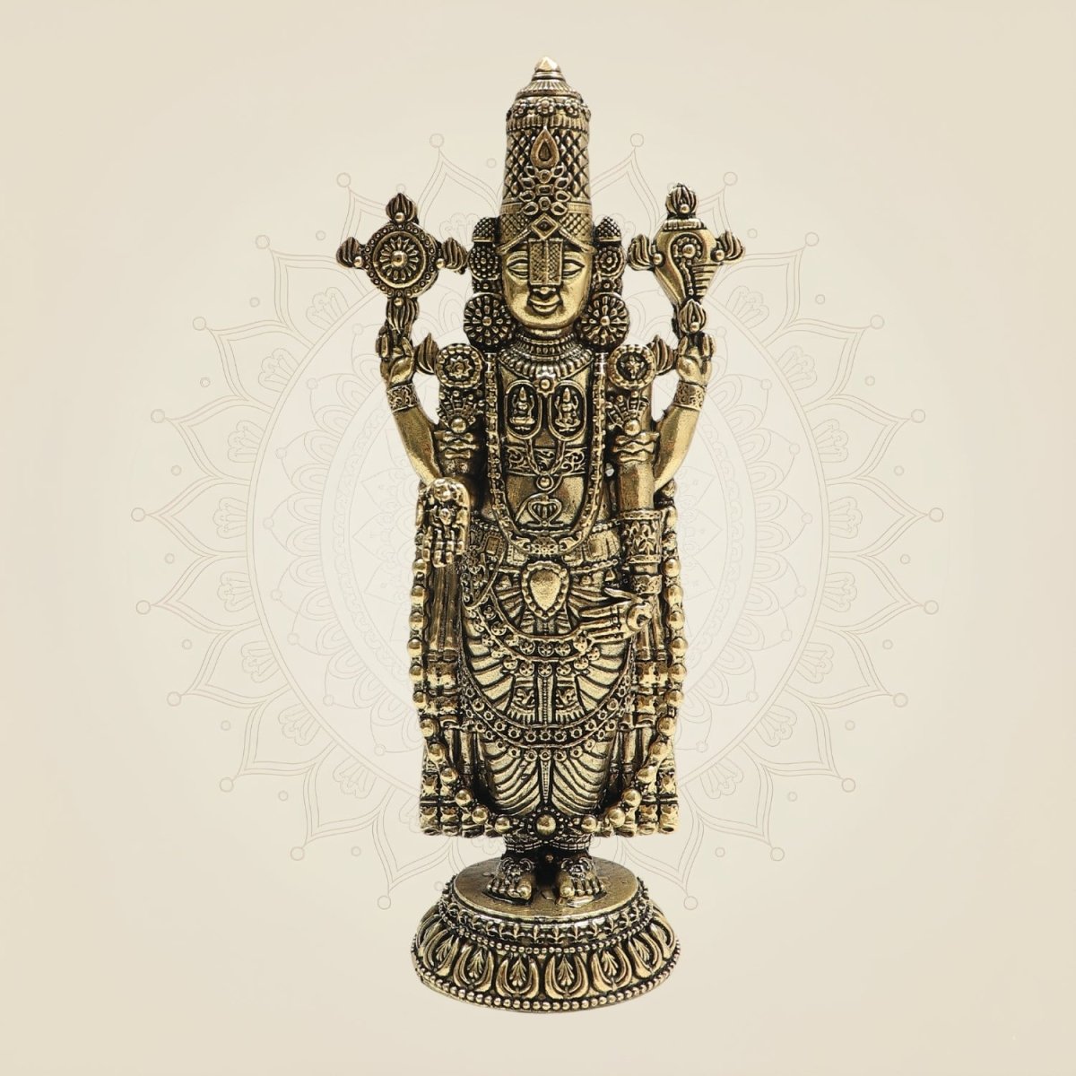 Tirupati Balaji Brass Murti 6.5"– Sacred Presence of Lord Venkateswara - Luxeartisanship