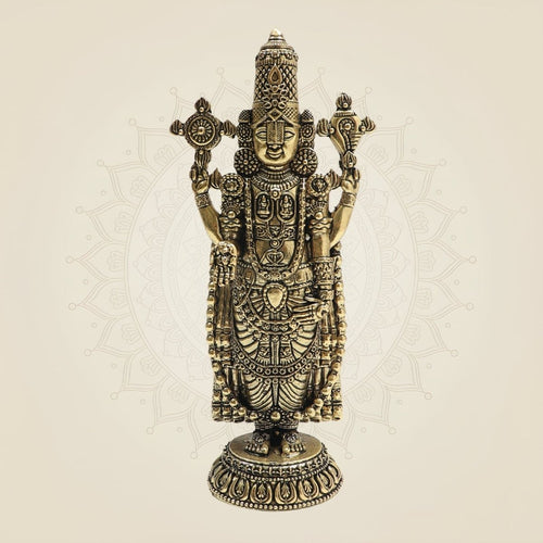 Tirupati Balaji Brass Murti 6.5"– Sacred Presence of Lord Venkateswara