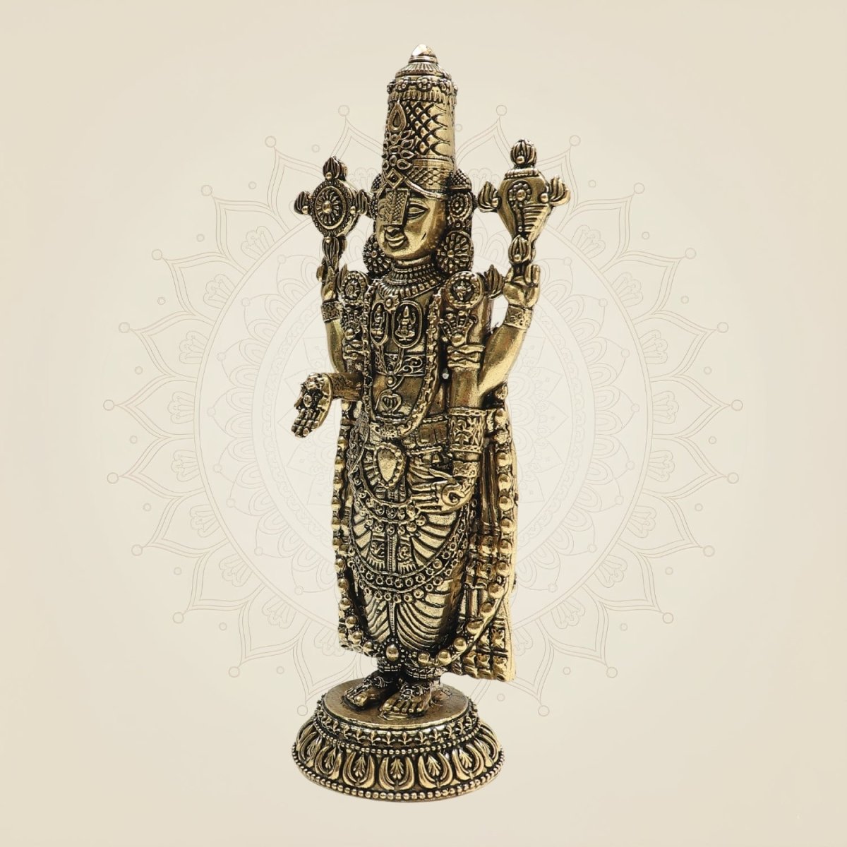 Tirupati Balaji Brass Murti 6.5"– Sacred Presence of Lord Venkateswara - Luxeartisanship