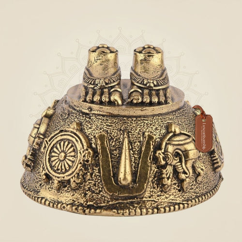 Tirupati Balaji Charan Paduka Brass Idol 1.25" – Sacred Vastu Blessing Artifact