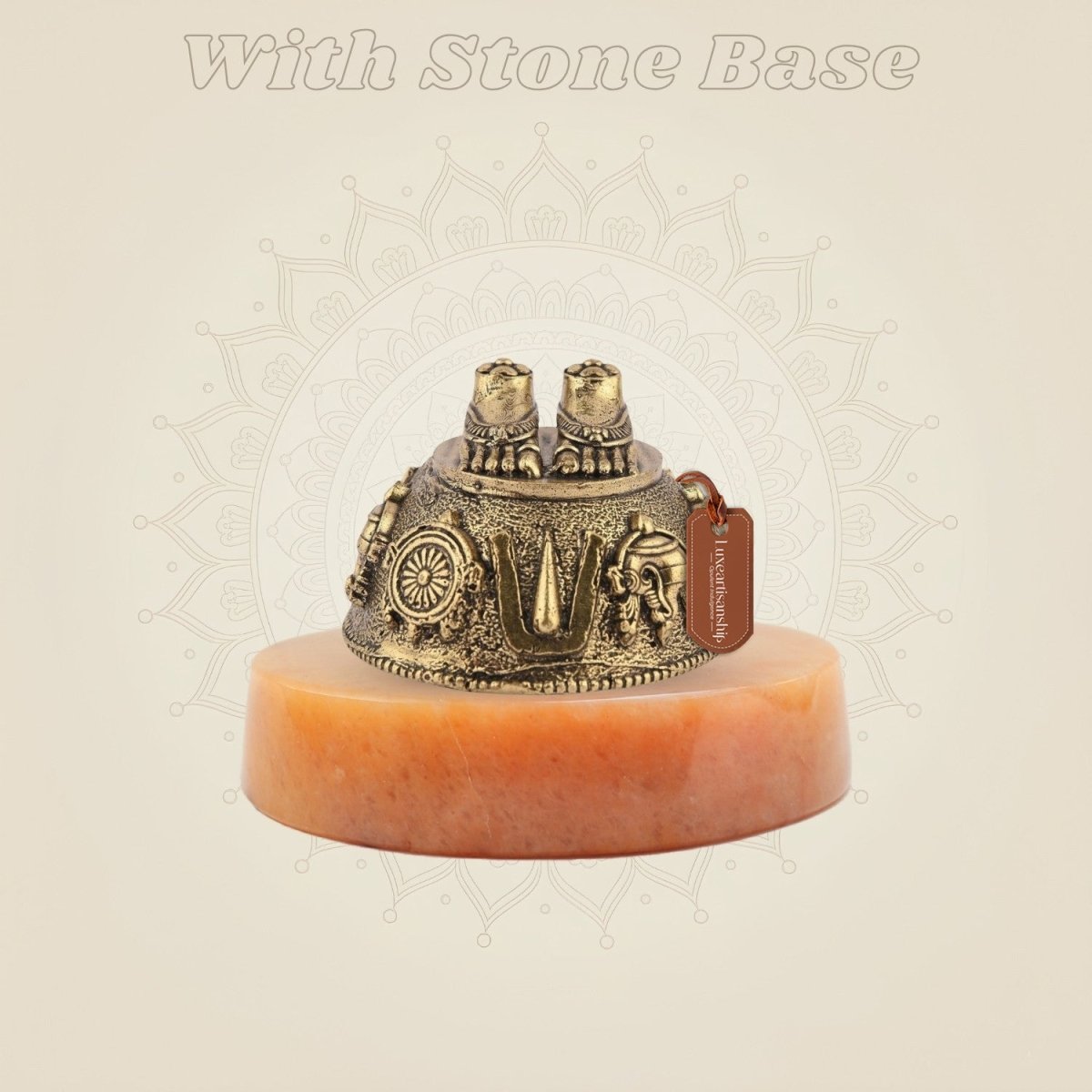 Tirupati Balaji Charan Paduka Brass Idol 1.25" – Sacred Vastu Blessing Artifact - Luxeartisanship