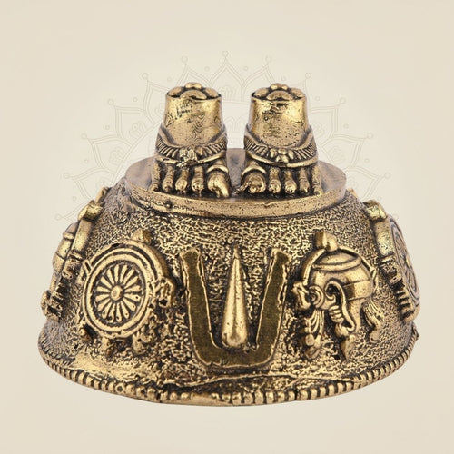 Tirupati Balaji Charan Paduka Brass Idol 1.25" – Sacred Vastu Blessing Artifact