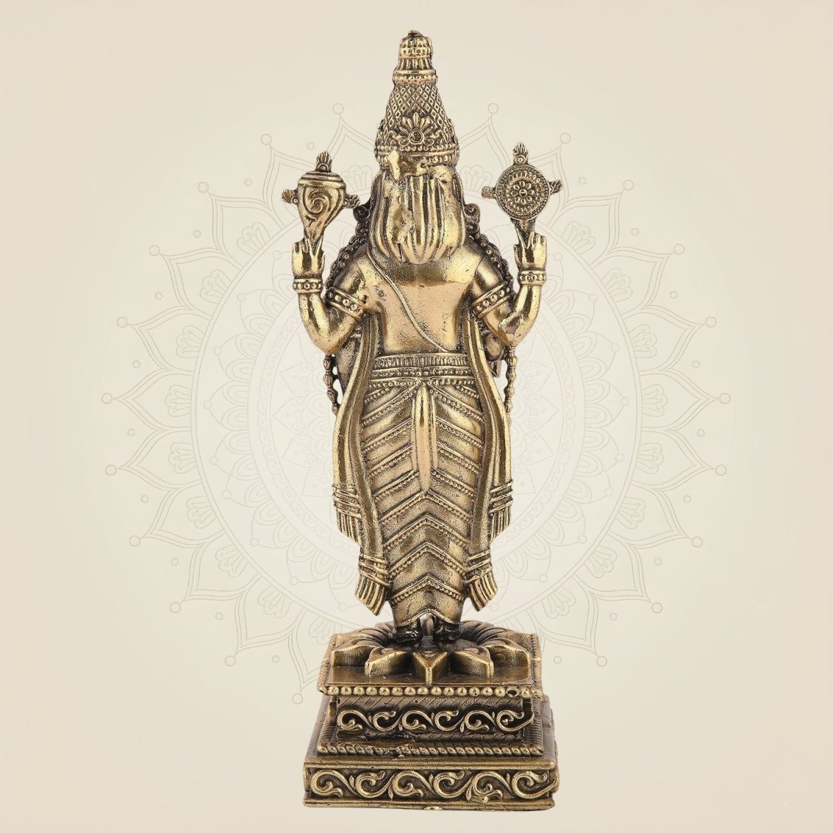 Tirupati Balaji Idol 7.75" – Superfine Pure Brass Murti for Goodness and Wealth - Luxeartisanship