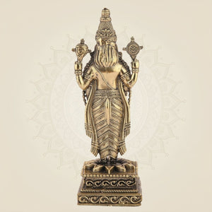 Tirupati Balaji Idol 7.75" – Superfine Pure Brass Murti for Goodness and Wealth - Luxeartisanship