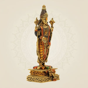 Tirupati Balaji Idol 7.75" – Superfine Pure Brass Murti for Goodness and Wealth - Luxeartisanship