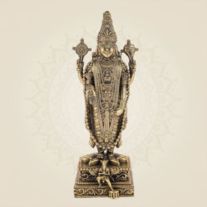Tirupati Balaji Idol 7.75" – Superfine Pure Brass Murti for Goodness and Wealth - Luxeartisanship