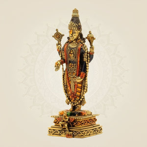 Tirupati Balaji Idol 7.75" – Superfine Pure Brass Murti for Goodness and Wealth - Luxeartisanship