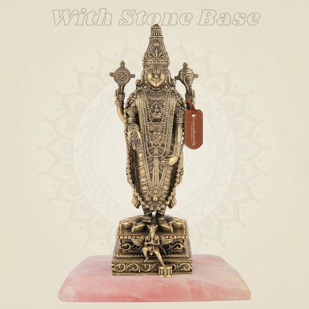 Tirupati Balaji Idol 7.75" – Superfine Pure Brass Murti for Goodness and Wealth - Luxeartisanship