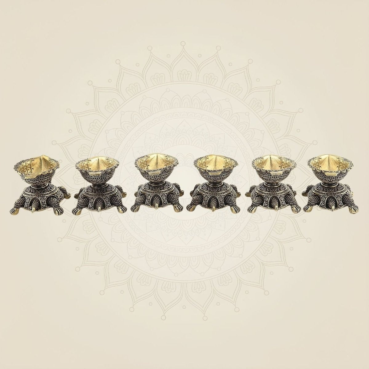 Tortoise Brass Diya Set