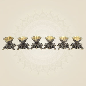 Tortoise Brass Diya Set
