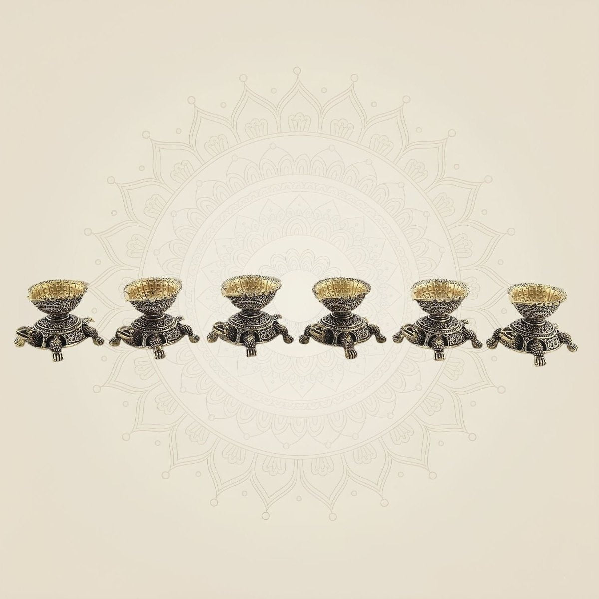 Tortoise Brass Diya Set