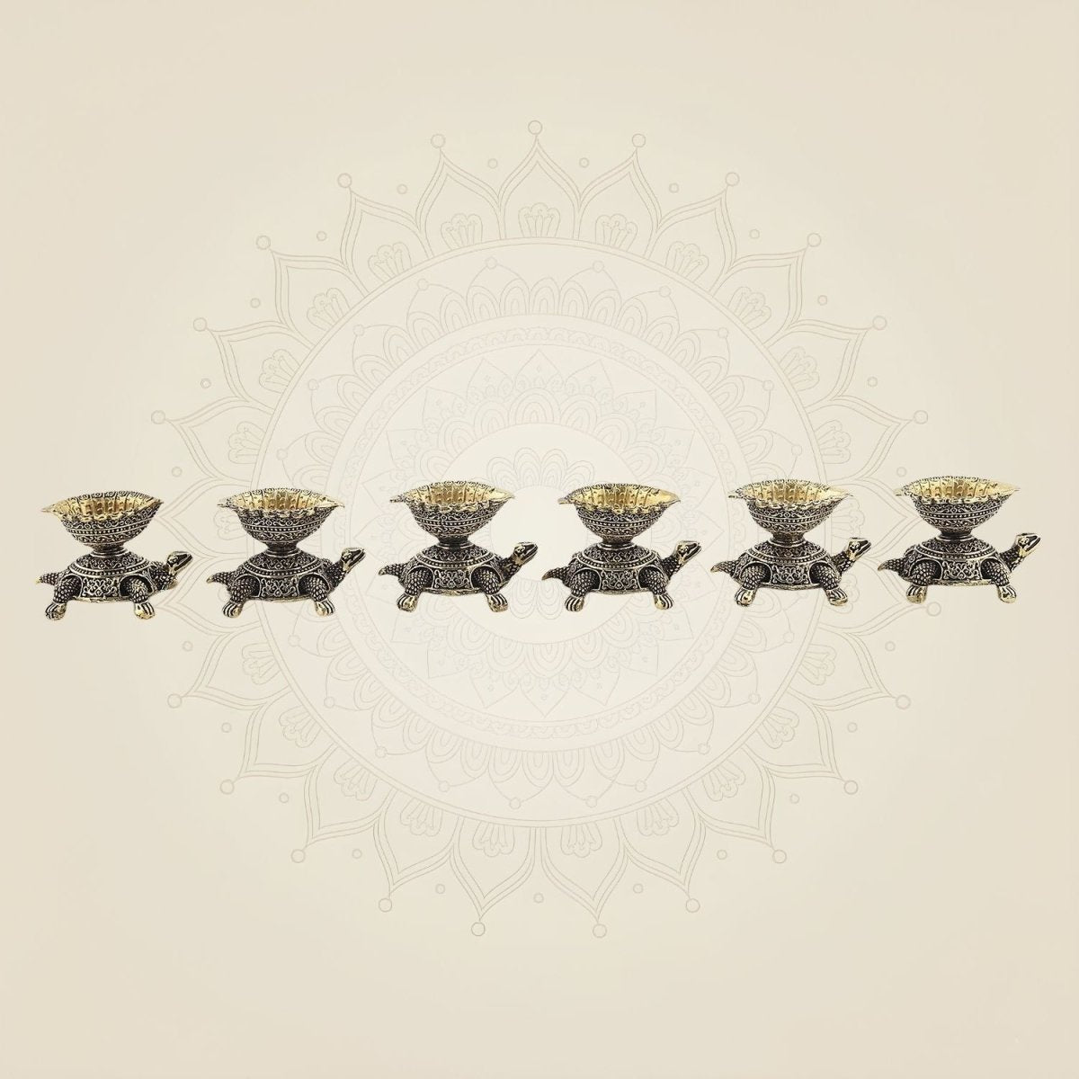 Tortoise Brass Diya Set