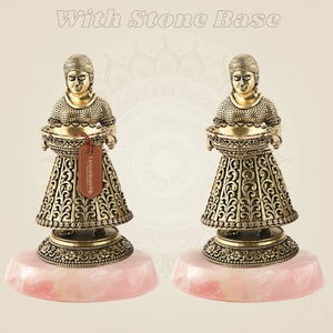 Brass Deep Lakshmi with stone base