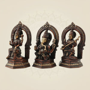 Brass Lakshmi Ganesh Saraswati Statue