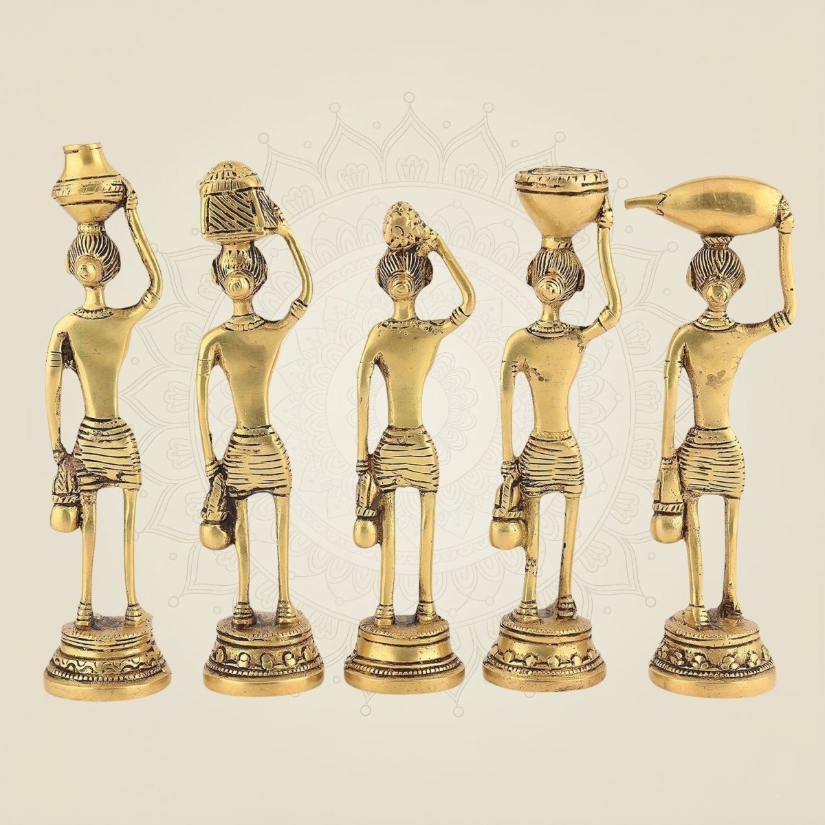 Brass tribal women statue