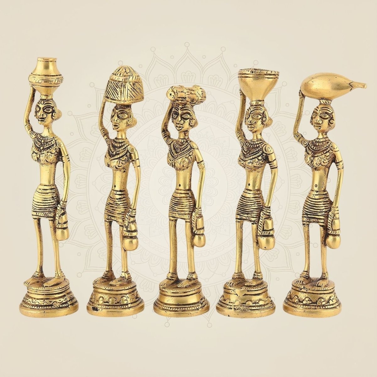 Tribal Women Brass Sculpture