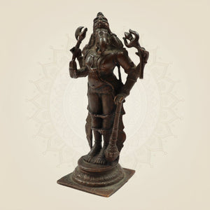 Unique Copper Ganesha Idol – Graceful Standing Statue of Wisdom & Blessings 5.75" - Luxeartisanship