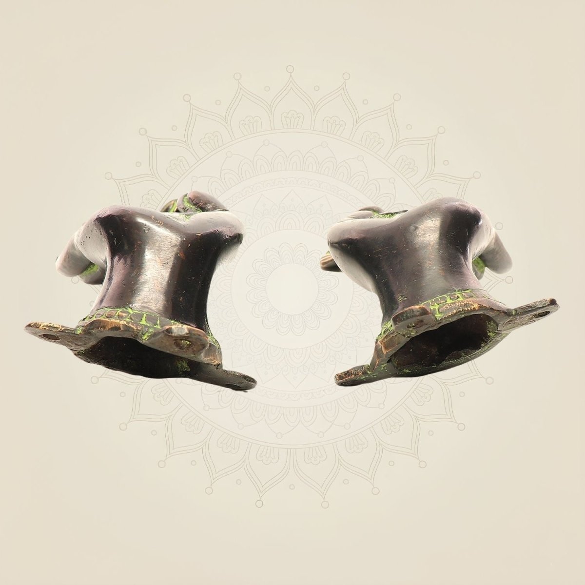 Vintage Brass Buddha Door Handle 7" • Floral Design • Antique Finish • Pair of 2 - Luxeartisanship