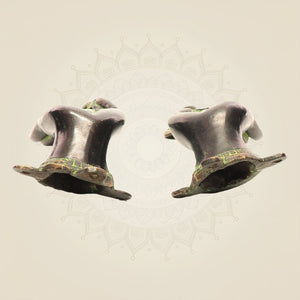 Vintage Brass Buddha Door Handle 7" • Floral Design • Antique Finish • Pair of 2 - Luxeartisanship