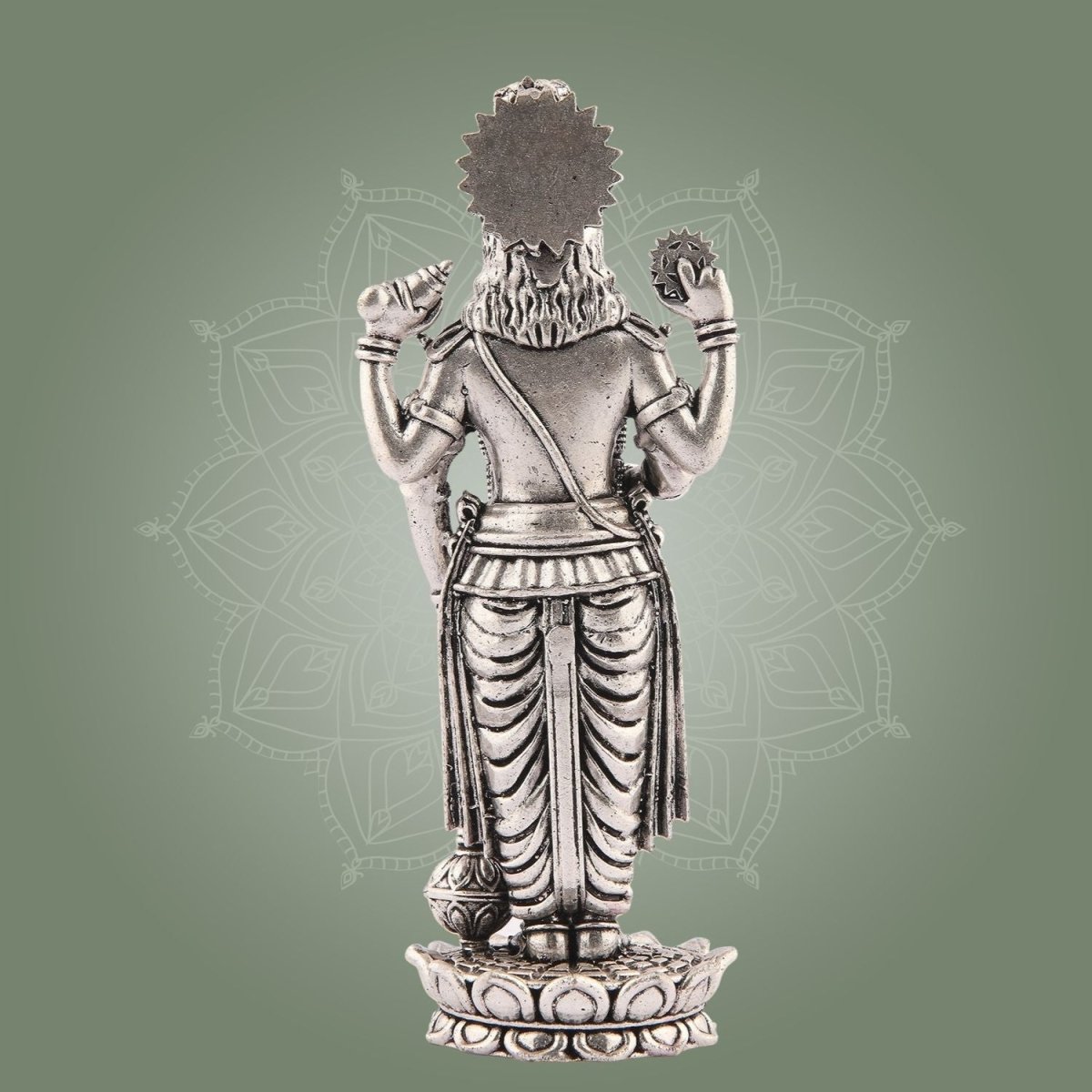 Vishnu Silver Finish Pure Brass Idol - Superfine Lightweight 5.75" Vastu Approved for Home - Luxeartisanship