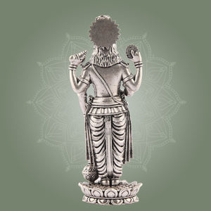 Vishnu Silver Finish Pure Brass Idol - Superfine Lightweight 5.75" Vastu Approved for Home - Luxeartisanship