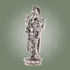 Vishnu Silver Finish Pure Brass Idol - Superfine Lightweight 5.75" Vastu Approved for Home - Luxeartisanship