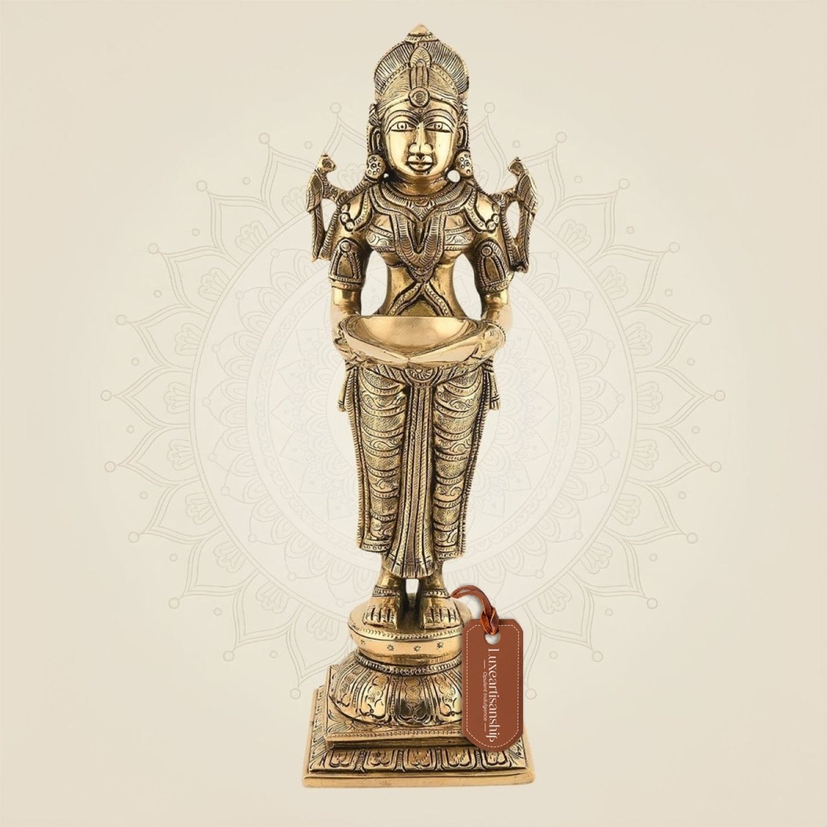 Welcome Lady Brass Diya 12"