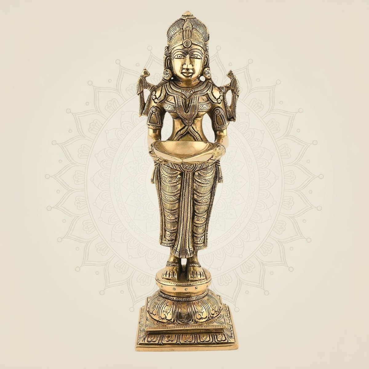 Welcome Lady Brass Diya 12"