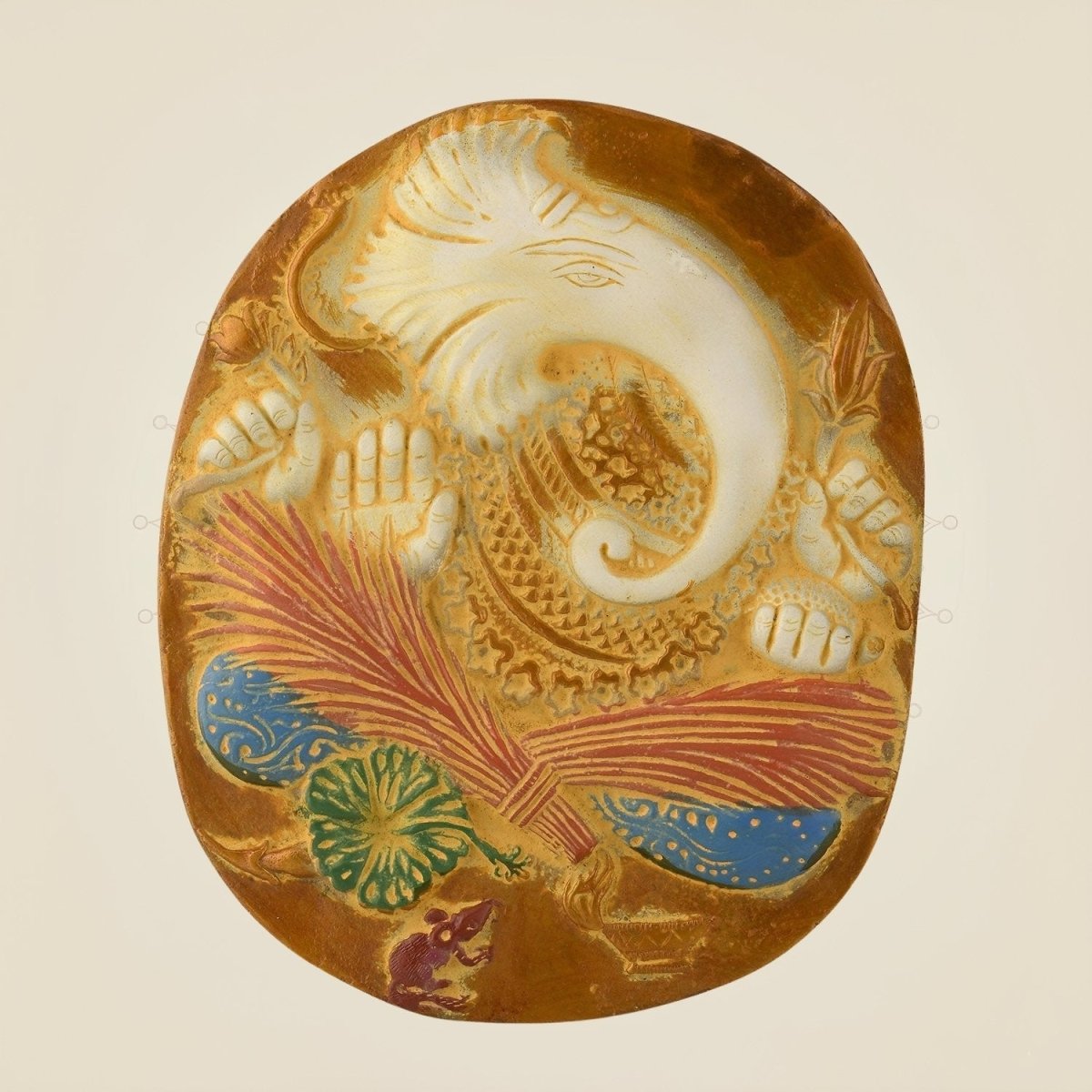 White Finish Brass Ganesha Wall Hanging 9" – Decorative Showpiece - Luxeartisanship